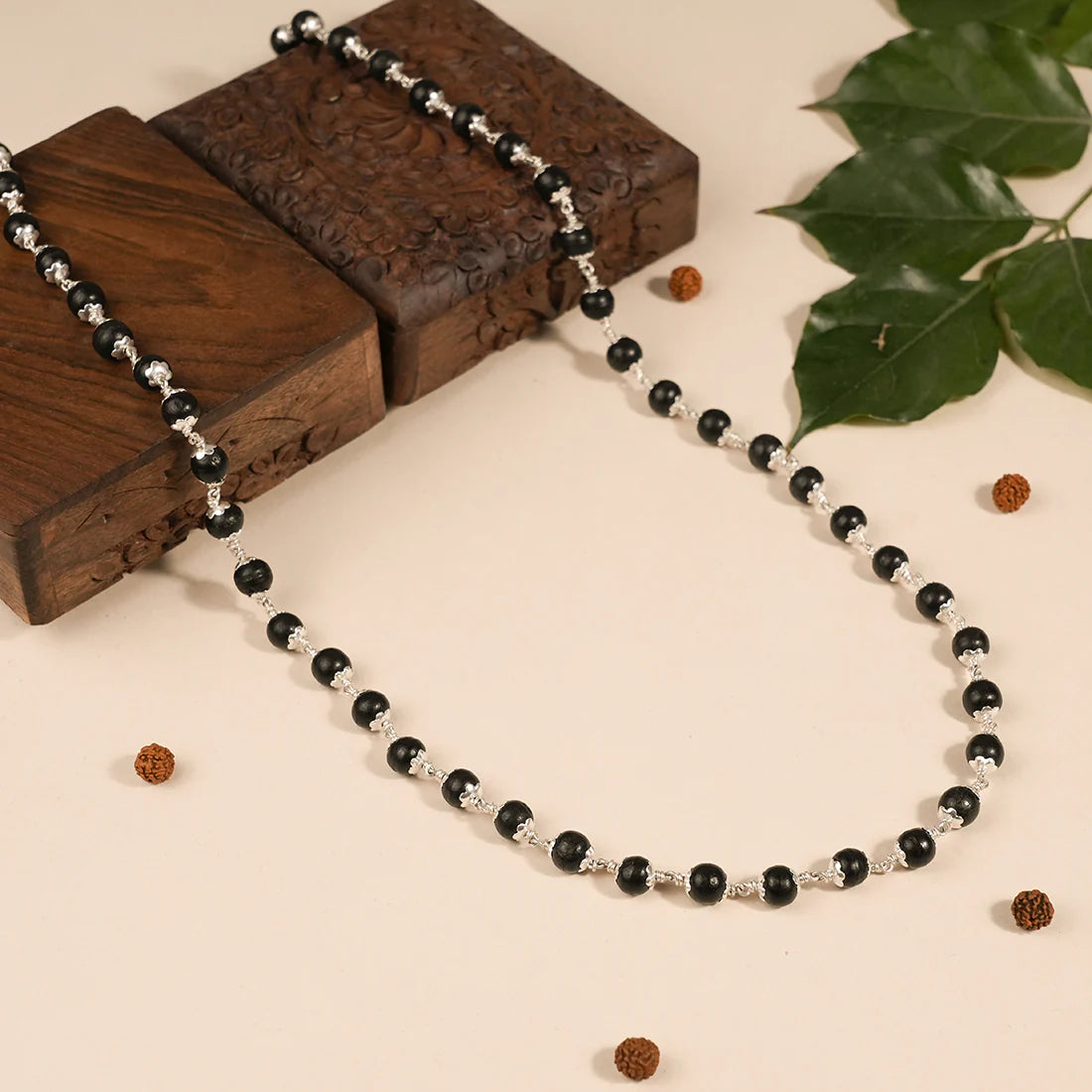 Certified Karungali Silver Mala